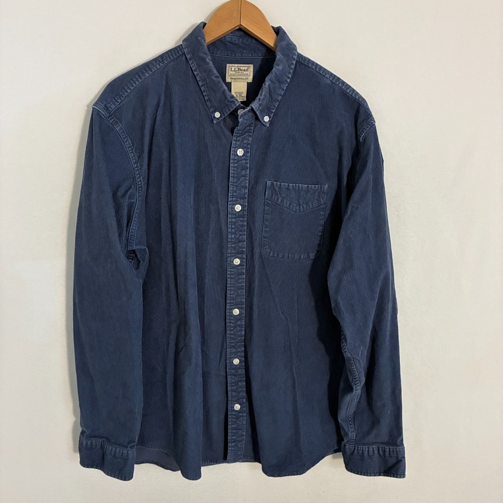 LL Bean Comfort Stretch Corduroy Shirt Mens XL Long Sleeve Outdoor Gorpcore